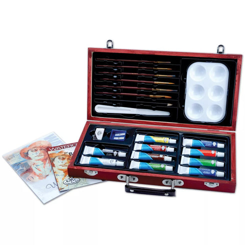 ROYAL BRUSH WOOD BOX WATERCOLOR PAINTING SET - 24 PC